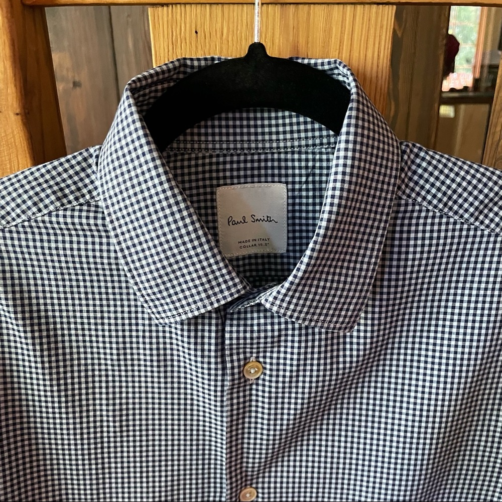 Paul Smith Men’s blue/navy check dress shirt. Size 15.5